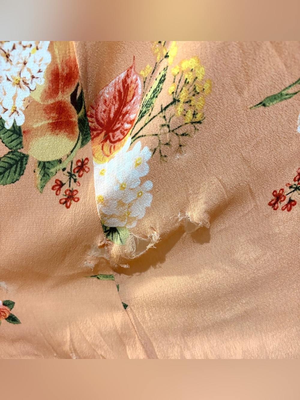 Farm Rio Maxi Dress Tropical Strappy V Neck Sz M Peach Color - For Repair *FLAW* - Picture 11 of 13